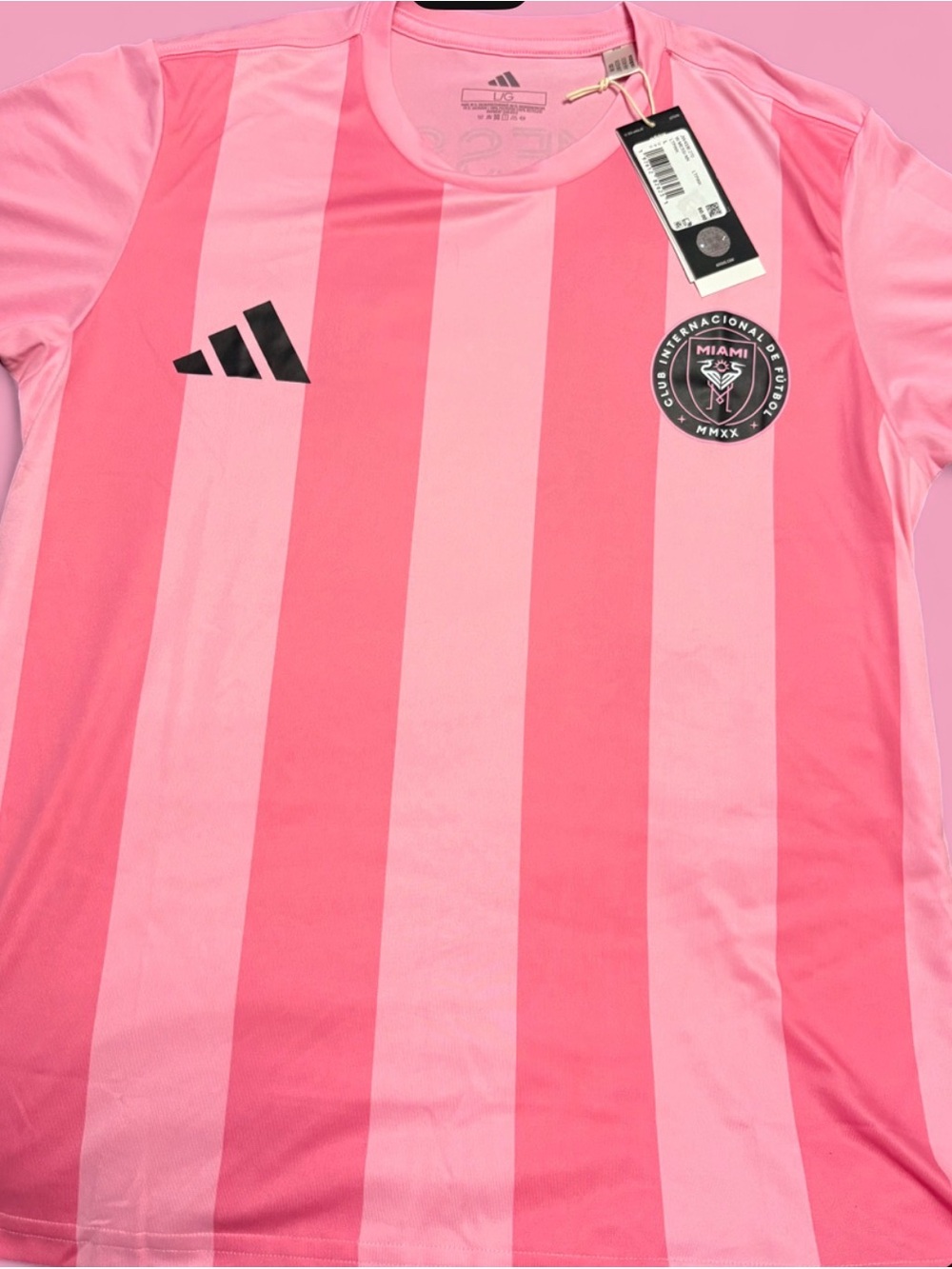 adidas Kids Miami Striped Pink Soccer Jersey